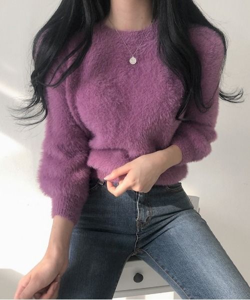 SONA（ソナ）の「[BELLIDE MADE] シンプルシャギーニット（Tシャツ/カットソー・レディース・アイボリー/ブラック/ライトグリーン/スカイブルー/ブルーグリーン/パープル/イエロー/ピンク/ライトピンク・FREE）」の6枚目の写真