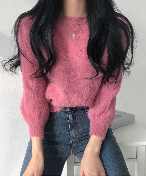 SONA（ソナ）の「[BELLIDE MADE] シンプルシャギーニット（Tシャツ/カットソー・レディース・アイボリー/ブラック/ライトグリーン/スカイブルー/ブルーグリーン/パープル/イエロー/ピンク/ライトピンク・FREE）」の8枚目の写真