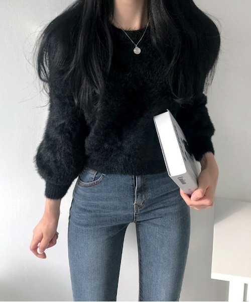 SONA（ソナ）の「[BELLIDE MADE] シンプルシャギーニット（Tシャツ/カットソー・レディース・アイボリー/ブラック/ライトグリーン/スカイブルー/ブルーグリーン/パープル/イエロー/ピンク/ライトピンク・FREE）」の3枚目の写真