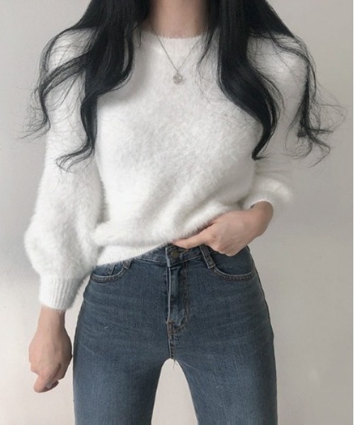 SONA（ソナ）の「[BELLIDE MADE] シンプルシャギーニット（Tシャツ/カットソー・レディース・アイボリー/ブラック/ライトグリーン/スカイブルー/ブルーグリーン/パープル/イエロー/ピンク/ライトピンク・FREE）」の21枚目の写真