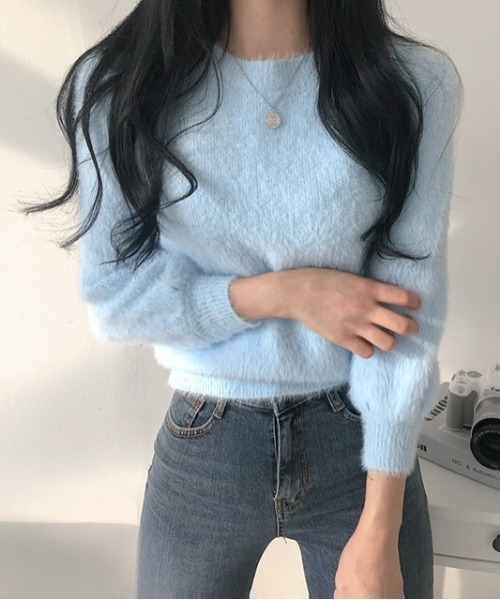 SONA（ソナ）の「[BELLIDE MADE] シンプルシャギーニット（Tシャツ/カットソー・レディース・アイボリー/ブラック/ライトグリーン/スカイブルー/ブルーグリーン/パープル/イエロー/ピンク/ライトピンク・FREE）」の17枚目の写真