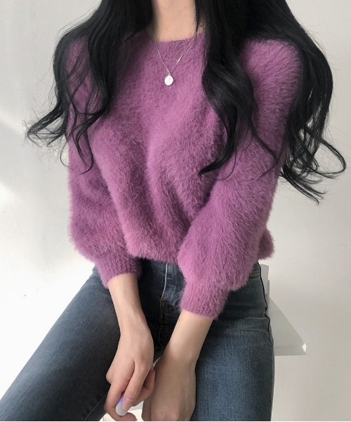 SONA（ソナ）の「[BELLIDE MADE] シンプルシャギーニット（Tシャツ/カットソー・レディース・アイボリー/ブラック/ライトグリーン/スカイブルー/ブルーグリーン/パープル/イエロー/ピンク/ライトピンク・FREE）」の10枚目の写真