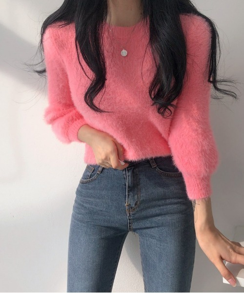 SONA（ソナ）の「[BELLIDE MADE] シンプルシャギーニット（Tシャツ/カットソー・レディース・アイボリー/ブラック/ライトグリーン/スカイブルー/ブルーグリーン/パープル/イエロー/ピンク/ライトピンク・FREE）」の18枚目の写真