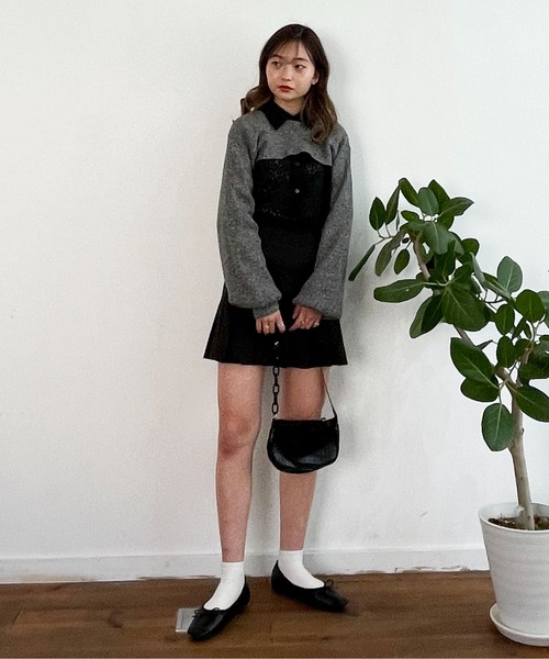 EPIMI E'PIMMY(エピミエピミー)の「ショートニット+リブタンクset(ニット/セーター・レディース・ブラック/オフホワイト・MEDIUM)」の17枚目の写真