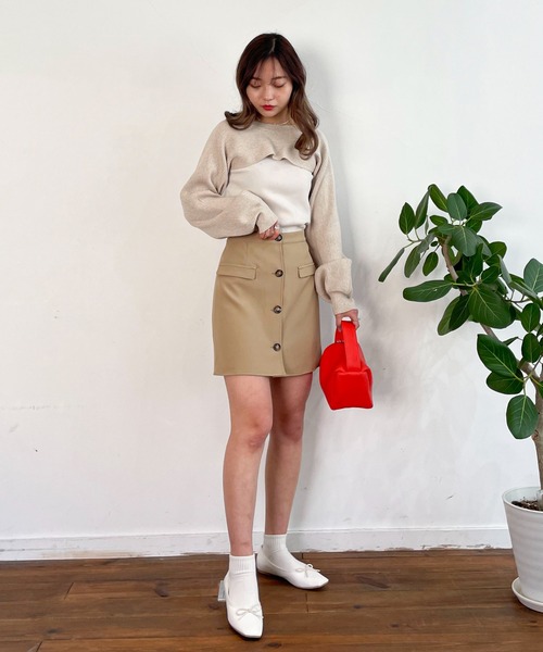 EPIMI E'PIMMY(エピミエピミー)の「ショートニット+リブタンクset(ニット/セーター・レディース・ブラック/オフホワイト・MEDIUM)」の18枚目の写真