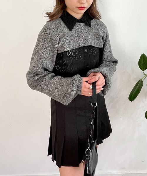 EPIMI E'PIMMY(エピミエピミー)の「ショートニット+リブタンクset(ニット/セーター・レディース・ブラック/オフホワイト・MEDIUM)」の16枚目の写真