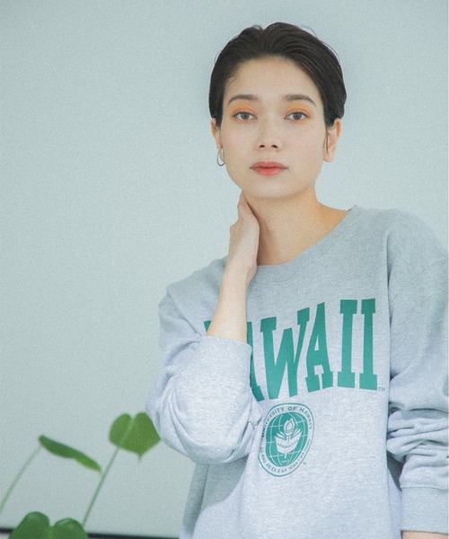 GOOD ROCK SPEED(グッドロックスピード)の「(GOOD ROCK SPEED)別注カレッジスエット(スウェット・レディース・グレー/グリーン・FREE)」の2枚目の写真