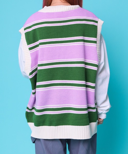 PairPair（ペアペア）の「アソート柄ニットベスト(ユニセックス)（ベスト・レディース・ブラック/アイボリー/グリーン系/パープル系・FREE）」の13枚目の写真