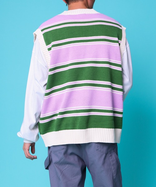 PairPair（ペアペア）の「アソート柄ニットベスト(ユニセックス)（ベスト・レディース・ブラック/アイボリー/グリーン系/パープル系・FREE）」の7枚目の写真