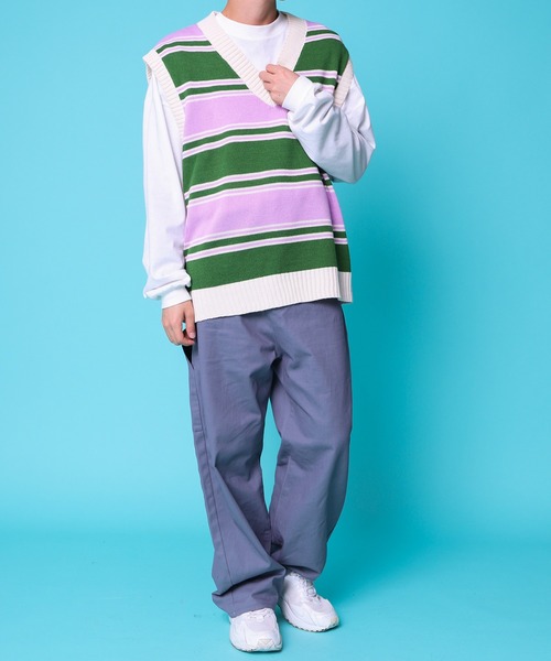 PairPair（ペアペア）の「アソート柄ニットベスト(ユニセックス)（ベスト・レディース・ブラック/アイボリー/グリーン系/パープル系・FREE）」の20枚目の写真