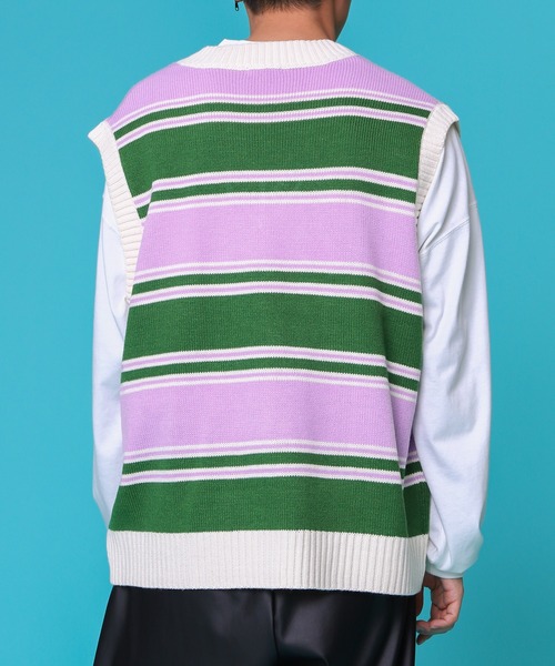 PairPair（ペアペア）の「アソート柄ニットベスト(ユニセックス)（ベスト・レディース・ブラック/アイボリー/グリーン系/パープル系・FREE）」の14枚目の写真