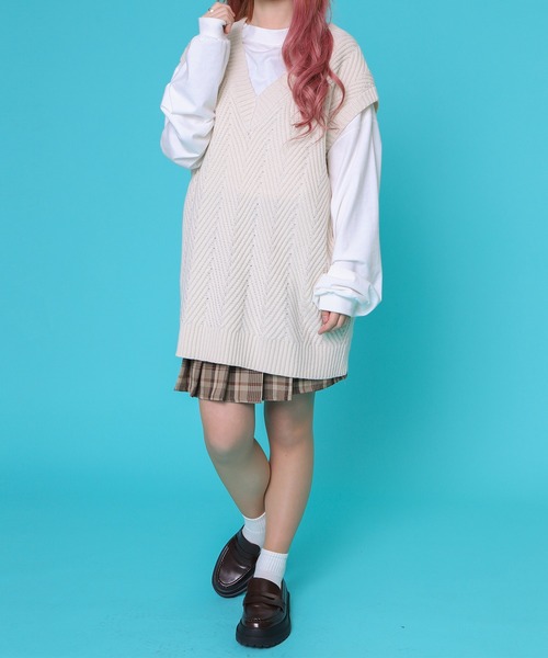 PairPair（ペアペア）の「アソート柄ニットベスト(ユニセックス)（ベスト・レディース・ブラック/アイボリー/グリーン系/パープル系・FREE）」の22枚目の写真