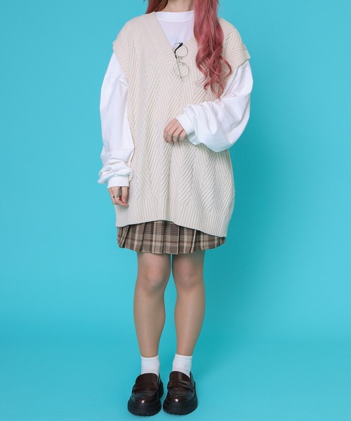 PairPair（ペアペア）の「アソート柄ニットベスト(ユニセックス)（ベスト・レディース・ブラック/アイボリー/グリーン系/パープル系・FREE）」の18枚目の写真