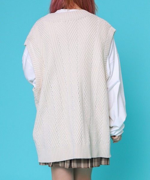 PairPair（ペアペア）の「アソート柄ニットベスト(ユニセックス)（ベスト・レディース・ブラック/アイボリー/グリーン系/パープル系・FREE）」の5枚目の写真