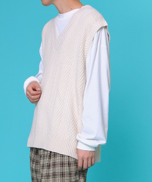 PairPair（ペアペア）の「アソート柄ニットベスト(ユニセックス)（ベスト・レディース・ブラック/アイボリー/グリーン系/パープル系・FREE）」の12枚目の写真