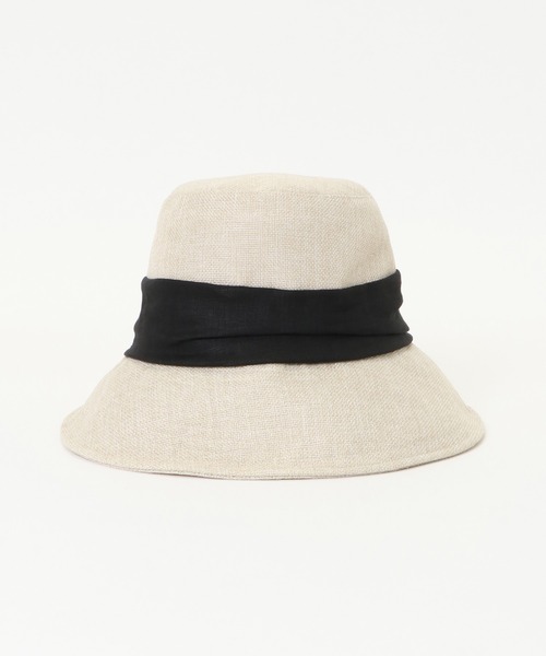 ikka（イッカ）の「疑麻ツバ広ハット（ハット・レディース・オフホワイト/ネイビー/キャメル・FREE）」の4枚目の写真