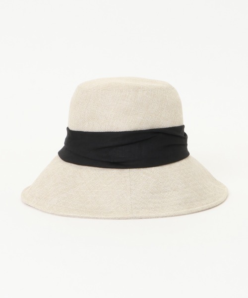 ikka（イッカ）の「疑麻ツバ広ハット（ハット・レディース・オフホワイト/ネイビー/キャメル・FREE）」の5枚目の写真