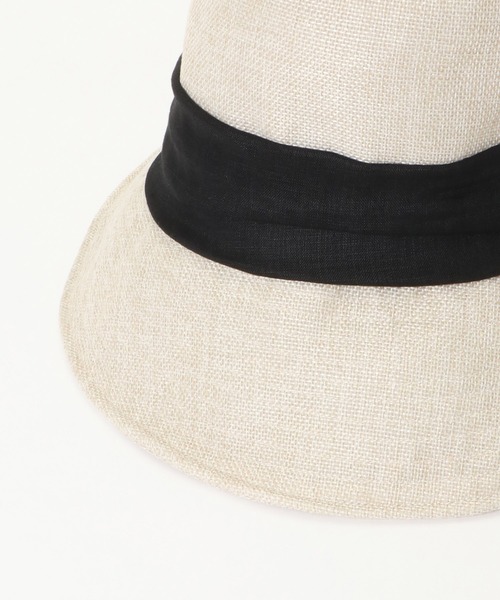 ikka（イッカ）の「疑麻ツバ広ハット（ハット・レディース・オフホワイト/ネイビー/キャメル・FREE）」の7枚目の写真