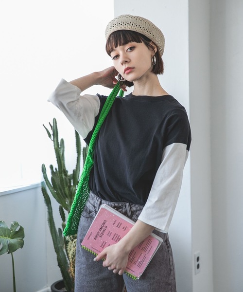 JEANASIS(ジーナシス)の「サスティナブルバイカラーUSED7STEE/277842(Tシャツ/カットソー・レディース・ホワイト/ブラック・FREE)」の11枚目の写真