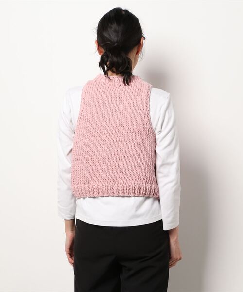 MIRSTORES（ミアストアズ）の「MIRSTORES | コットンベスト WOMEN（ベスト・レディース・ピンク/アイボリー・SMALL）」の4枚目の写真