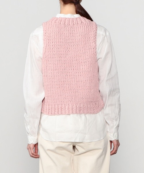 MIRSTORES（ミアストアズ）の「MIRSTORES | コットンベスト WOMEN（ベスト・レディース・ピンク/アイボリー・SMALL）」の12枚目の写真