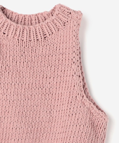 MIRSTORES（ミアストアズ）の「MIRSTORES | コットンベスト WOMEN（ベスト・レディース・ピンク/アイボリー・SMALL）」の8枚目の写真