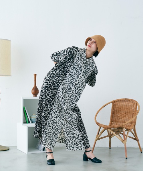 【overE】フラワーパイピングワンピース　試着のみ フラワーパイピングワンピース：ブラック│胸が大きな女性のため