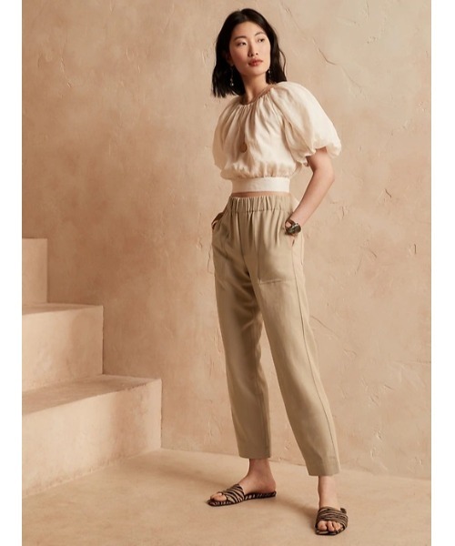 Banana Republic(バナナリパブリック)の「テンセル(TM) リネン パンツ(その他パンツ・レディース・ベージュ/ホワイト・M/S/XS/L)」の2枚目の写真