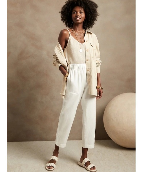 Banana Republic(バナナリパブリック)の「テンセル(TM) リネン パンツ(その他パンツ・レディース・ベージュ/ホワイト・M/S/XS/L)」の3枚目の写真