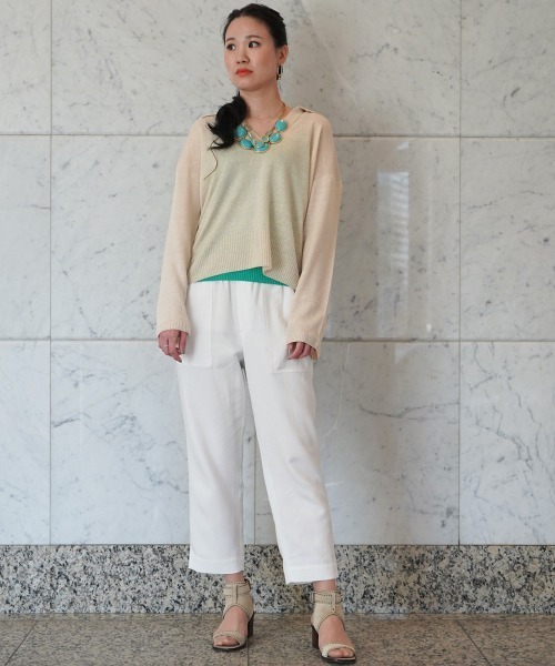 Banana Republic(バナナリパブリック)の「テンセル(TM) リネン パンツ(その他パンツ・レディース・ベージュ/ホワイト・M/S/XS/L)」の4枚目の写真