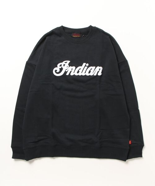 INDIAN(インディアン)の「【INDIAN】刺繍+発砲プリント オーバーサイズトレーナー(スウェット・メンズ・ブラック/グレイッシュベージュ/オフホワイト/グリーン・LARGE/MEDIUM/X-LARGE)」の2枚目の写真