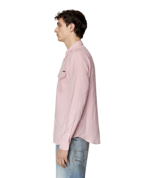 DIESEL（ディーゼル）の「メンズ ウエスタン シャツ リネンミックス（シャツ/ブラウス・メンズ・ピンク系その他/グレー・XX-LARGE/X-LARGE/SMALL/LARGE/MEDIUM/X-SMALL）」の4枚目の写真