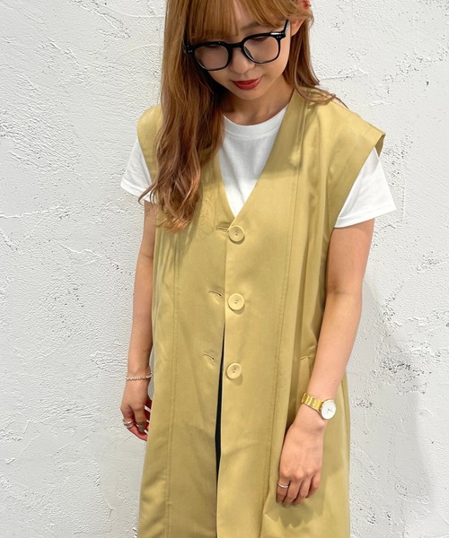 apres jour mignon（アプレジュールミニョン）の「ロングジレ【ZOZOTOWN限定アイテム】（ベスト・レディース・ブラック/イエロー/グレイッシュベージュ・フリー/X-LARGE）」の8枚目の写真