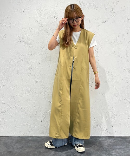 apres jour mignon（アプレジュールミニョン）の「ロングジレ【ZOZOTOWN限定アイテム】（ベスト・レディース・ブラック/イエロー/グレイッシュベージュ・フリー/X-LARGE）」の10枚目の写真