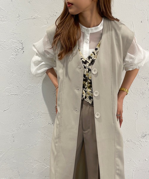 apres jour mignon（アプレジュールミニョン）の「ロングジレ【ZOZOTOWN限定アイテム】（ベスト・レディース・ブラック/イエロー/グレイッシュベージュ・フリー/X-LARGE）」の22枚目の写真