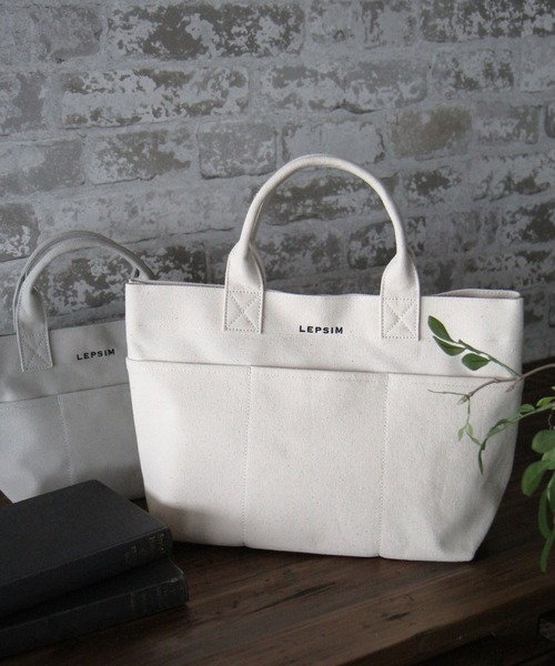 LEPSIM（レプシィム）の「キャンバスBASICトートバッグ [M]　276767（トートバッグ・レディース・ブラウン/グレー/アイボリー・ONE SIZE）」の2枚目の写真