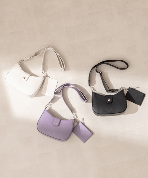 OLIVE des OLIVE(オリーブデオリーブ)の「ポーチ付きホーボーバッグ(ショルダーバッグ・レディース・ブラック/パープル/オフホワイト・FREE)」の16枚目の写真