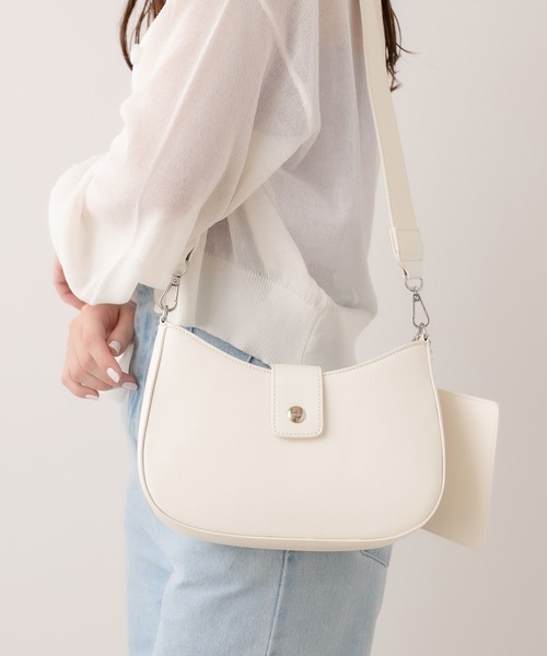 OLIVE des OLIVE(オリーブデオリーブ)の「ポーチ付きホーボーバッグ(ショルダーバッグ・レディース・ブラック/パープル/オフホワイト・FREE)」の10枚目の写真