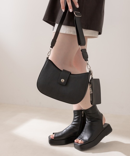 OLIVE des OLIVE(オリーブデオリーブ)の「ポーチ付きホーボーバッグ(ショルダーバッグ・レディース・ブラック/パープル/オフホワイト・FREE)」の12枚目の写真