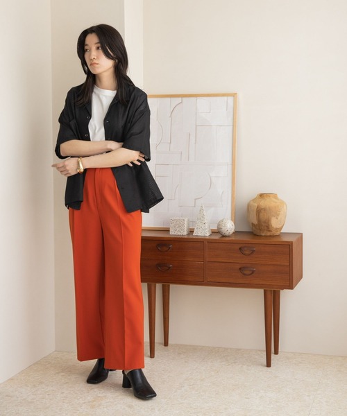 LOWRYS FARM（ローリーズファーム）の「メッシュオープンカラーシャツ　279680（シャツ/ブラウス・レディース・ブラック/ブラウン/ブルー/アイボリー・FREE）」の5枚目の写真