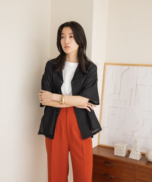 ブル出品 LOWRYS FARM（ローリーズファーム）の「メッシュオープンカラーシャツ