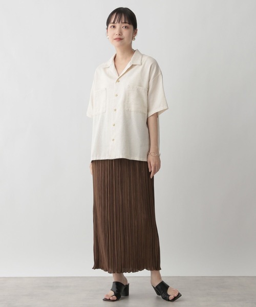 さらぽん LOWRYS FARM（ローリーズファーム）の「メッシュオープンカラーシャツ