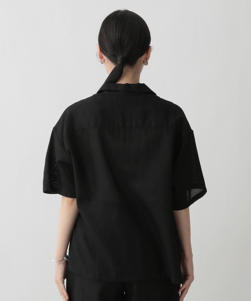 LOWRYS FARM（ローリーズファーム）の「メッシュオープンカラーシャツ　279680（シャツ/ブラウス・レディース・ブラック/ブラウン/ブルー/アイボリー・FREE）」の21枚目の写真