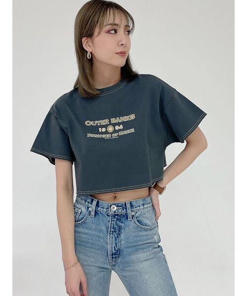 GYDA（ジェイダ）の「OUTER BANKS SHORT Tシャツ（Tシャツ/カットソー・レディース・チャコールグレー/オフホワイト/マスタード・FREE）」の7枚目の写真