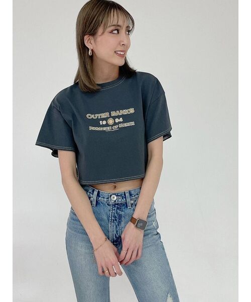 GYDA（ジェイダ）の「OUTER BANKS SHORT Tシャツ（Tシャツ/カットソー・レディース・チャコールグレー/オフホワイト/マスタード・FREE）」の8枚目の写真