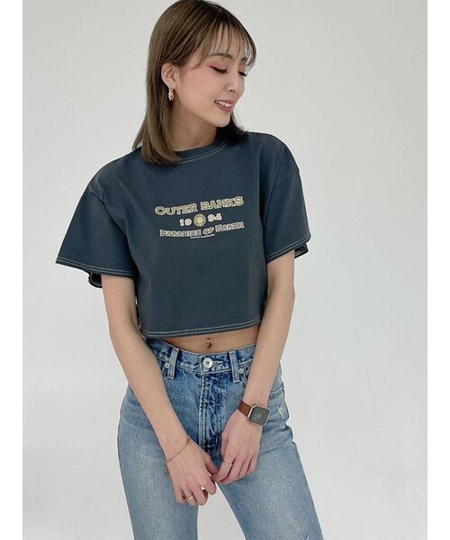 GYDA（ジェイダ）の「OUTER BANKS SHORT Tシャツ（Tシャツ/カットソー・レディース・チャコールグレー/オフホワイト/マスタード・FREE）」の9枚目の写真