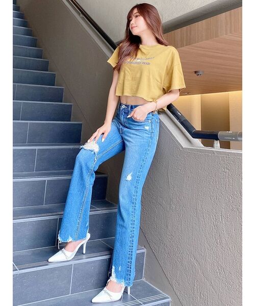 GYDA（ジェイダ）の「OUTER BANKS SHORT Tシャツ（Tシャツ/カットソー・レディース・チャコールグレー/オフホワイト/マスタード・FREE）」の5枚目の写真