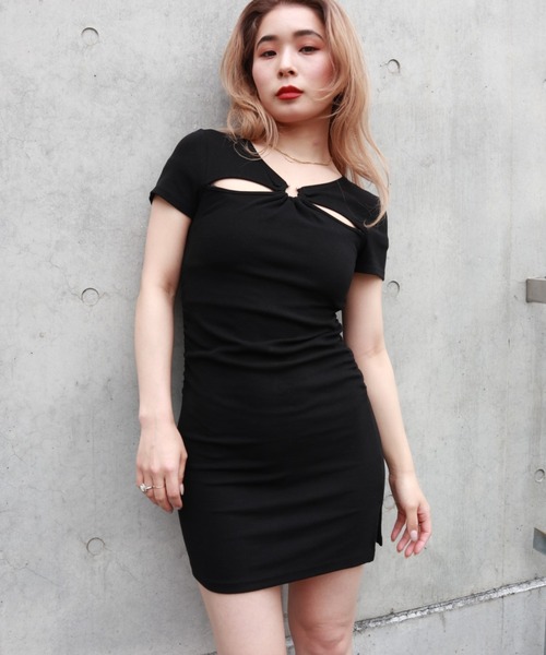 FIG&VIPER（フィグアンドバイパー）の「ハーフバーベルBodyconOP（ワンピース・レディース・ブラック/ベージュ/ピンク・FREE）」の2枚目の写真