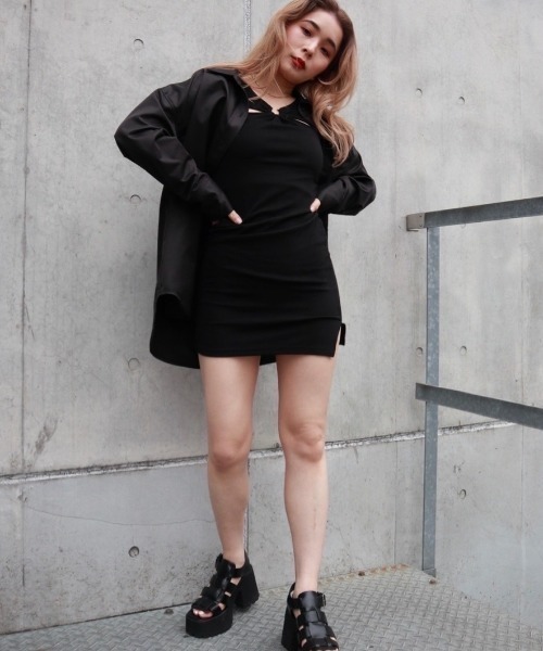 FIG&VIPER（フィグアンドバイパー）の「ハーフバーベルBodyconOP（ワンピース・レディース・ブラック/ベージュ/ピンク・FREE）」の14枚目の写真