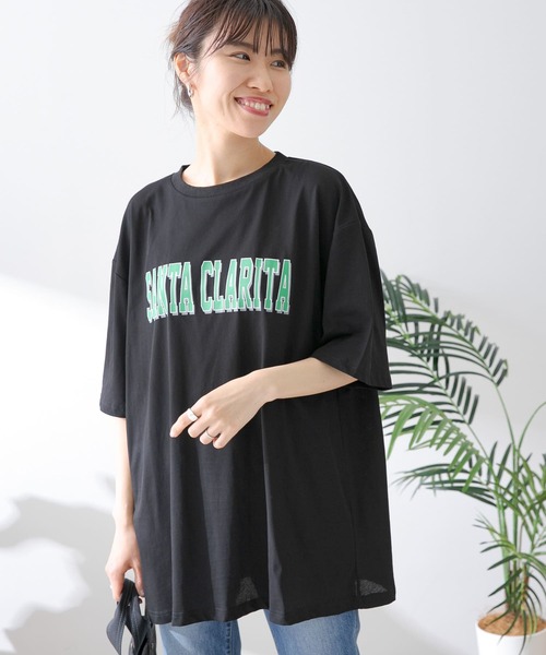 URBAN RESEARCH Sonny Label（アーバンリサーチサニーレーベル）の「ルーズロゴチュニックTシャツ（Tシャツ/カットソー・レディース・ホワイト/ブラック/チャコールグレー・FREE）」の2枚目の写真
